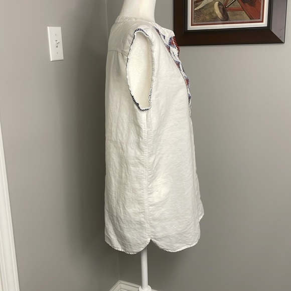 J. Crew White Top with Blue and Red Embroidery - Picture 3 of 7